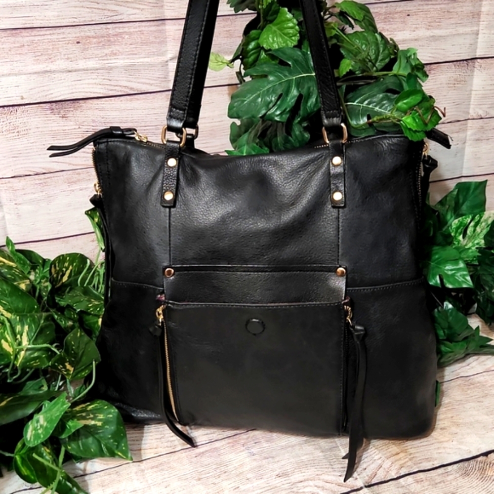 Kooba Everett Black Pebbled Leather Tote - Picture 2 of 16